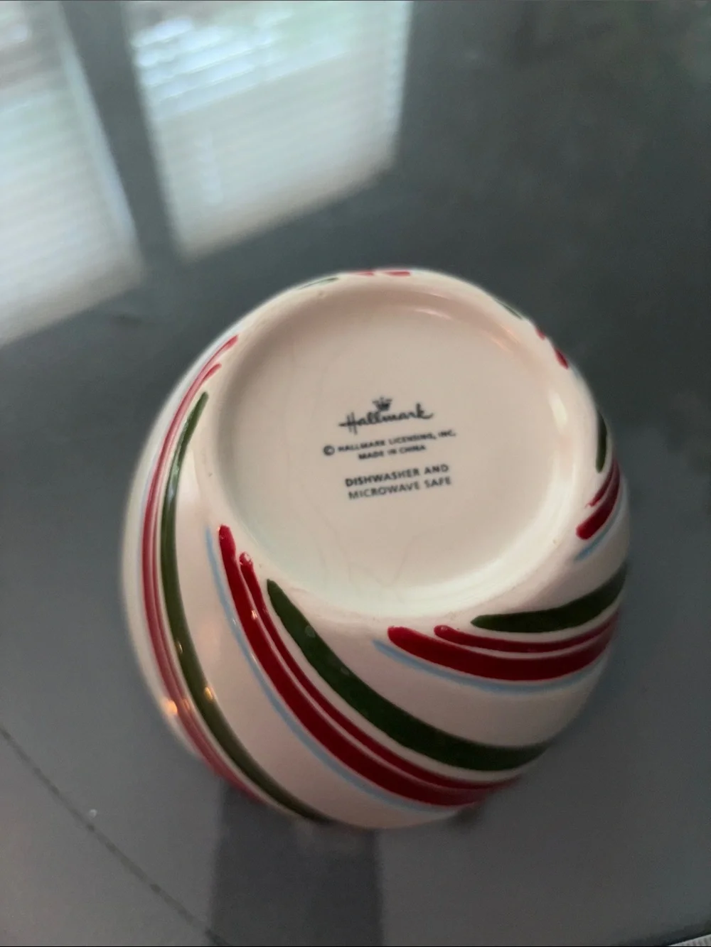 Hallmark Striped Ceramic Bowl dishwasher microwave safe Christmas